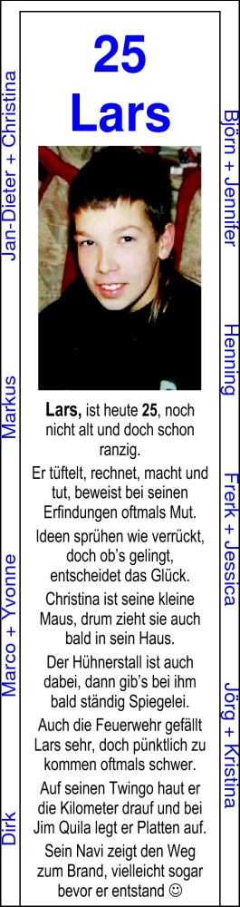 Glückwunschanzeige von Lars  von Nordwest-Zeitung