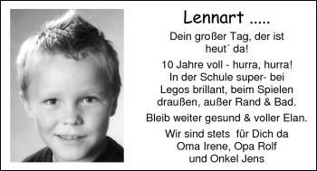 Glückwunschanzeige von Lennart Henken von Nordwest-Zeitung