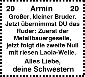 Glückwunschanzeige von Armin  von Nordwest-Zeitung