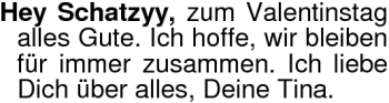 Glückwunschanzeige von Schatzyy  von Nordwest-Zeitung