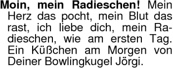 Glückwunschanzeige von Mein Radieschen  von Nordwest-Zeitung