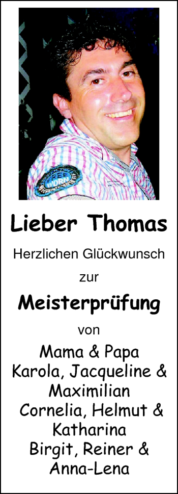 Glückwunschanzeige von Thomas  von Nordwest-Zeitung