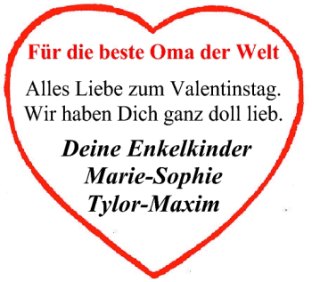 Glückwunschanzeige von Beste Oma der Welt von Nordwest-Zeitung