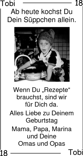 Glückwunschanzeige von Tobias  von Nordwest-Zeitung
