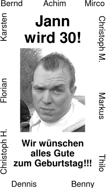 Glückwunschanzeige von Jann  von Nordwest-Zeitung