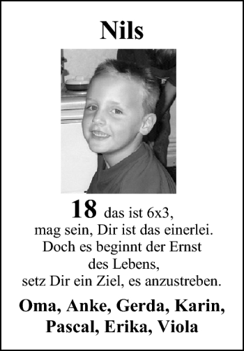 Glückwunschanzeige von Nils Melchert von Nordwest-Zeitung