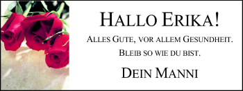 Glückwunschanzeige von Erika  von Nordwest-Zeitung