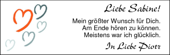 Glückwunschanzeige von Sabine  von Nordwest-Zeitung