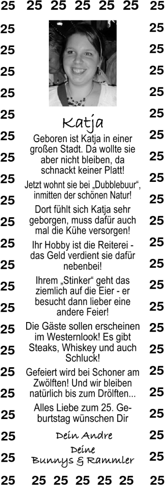 Glückwunschanzeige von Katja  von Nordwest-Zeitung