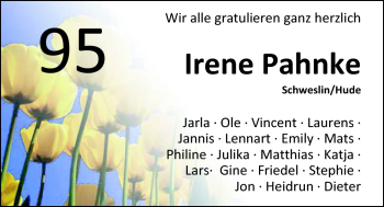 Glückwunschanzeige von Irene Pahnke von Nordwest-Zeitung