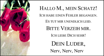 Glückwunschanzeige von Hallo M.  von Nordwest-Zeitung