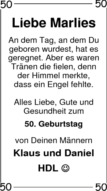 Glückwunschanzeige von Marlies Müller von Nordwest-Zeitung
