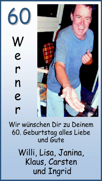 Glückwunschanzeige von Werner  von Nordwest-Zeitung