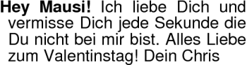 Glückwunschanzeige von Mausi  von Nordwest-Zeitung