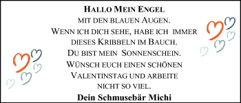 Glückwunschanzeige von Mein Engel  von Nordwest-Zeitung