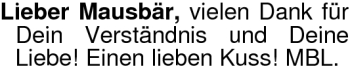 Glückwunschanzeige von Mausbär  von Nordwest-Zeitung