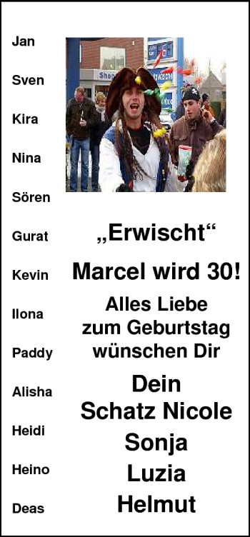 Glückwunschanzeige von Marcel  von Nordwest-Zeitung