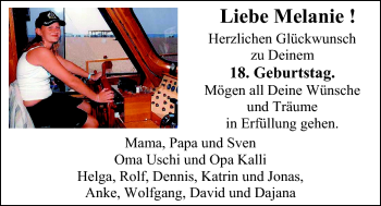 Glückwunschanzeige von Melanie Rosskosch von Nordwest-Zeitung