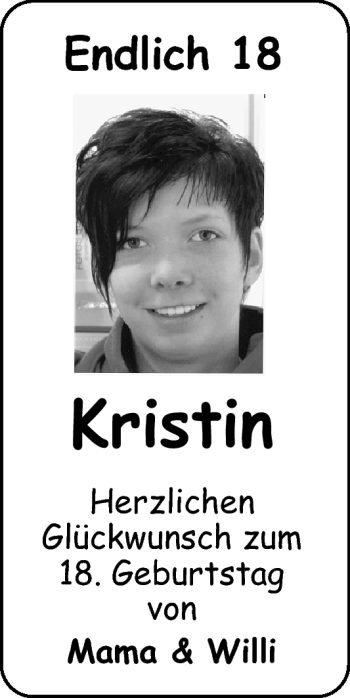 Glückwunschanzeige von Kristin Jung von Nordwest-Zeitung