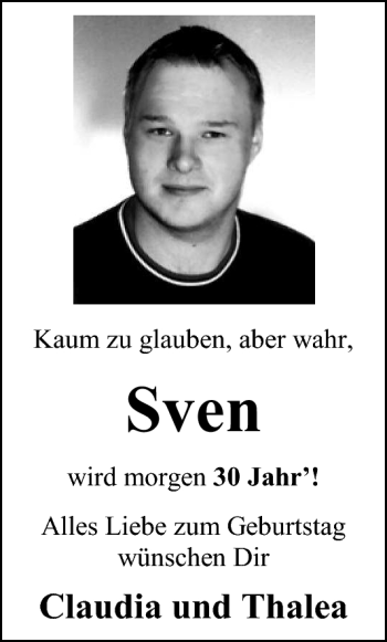 Glückwunschanzeige von Sven  von Nordwest-Zeitung