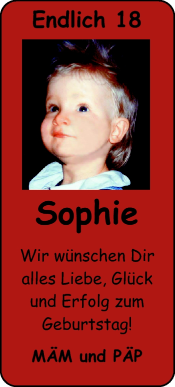 Glückwunschanzeige von Sophie Gronak von Nordwest-Zeitung