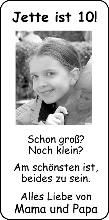 Glückwunschanzeige von Jette  von Nordwest-Zeitung