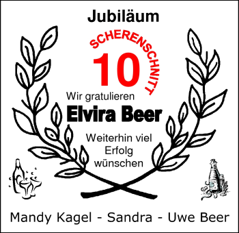 Glückwunschanzeige von Elvira Beer von Nordwest-Zeitung