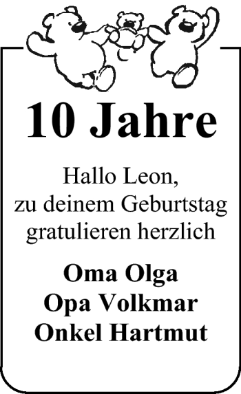 Glückwunschanzeige von Leon  von Nordwest-Zeitung