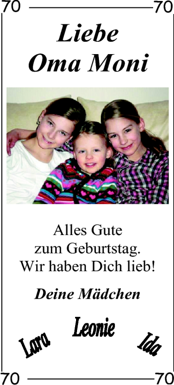 Glückwunschanzeige von Moni  von Nordwest-Zeitung