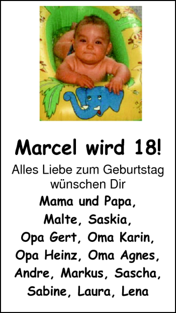 Glückwunschanzeige von Marcel  von Nordwest-Zeitung