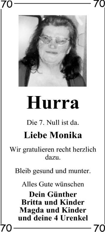 Glückwunschanzeige von Monika Gollenstede von Nordwest-Zeitung