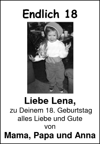 Glückwunschanzeige von Lena  von Nordwest-Zeitung