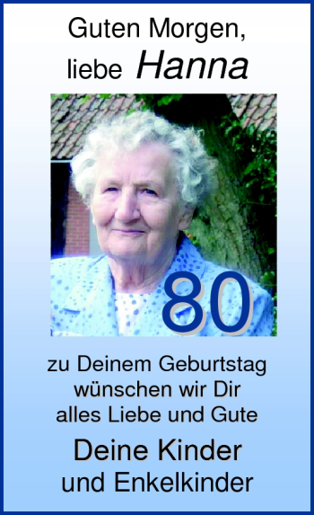 Glückwunschanzeige von Hanna  von Nordwest-Zeitung