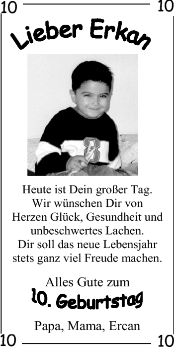 Glückwunschanzeige von Erkan  von Nordwest-Zeitung