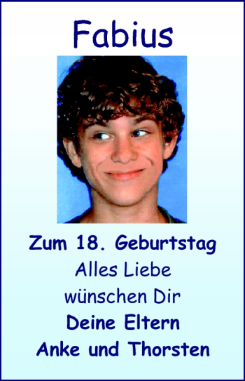 Glückwunschanzeige von Fabius  von Nordwest-Zeitung