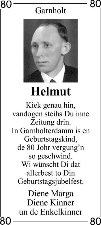 Glückwunschanzeige von Helmut  von Nordwest-Zeitung