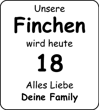 Glückwunschanzeige von Finchen  von Nordwest-Zeitung