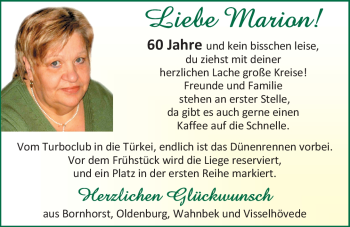 Glückwunschanzeige von Marion Schlau von Nordwest-Zeitung
