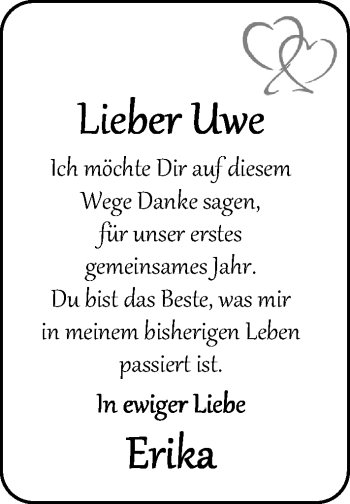 Glückwunschanzeige von Uwe - von Nordwest-Zeitung