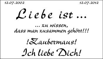 Glückwunschanzeige von Zaubermaus  von Nordwest-Zeitung