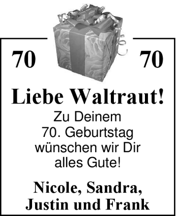 Glückwunschanzeige von Waltraut Hartwig von Nordwest-Zeitung