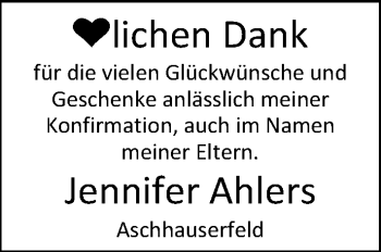 Glückwunschanzeige von Jennifer Ahlers von Nordwest-Zeitung