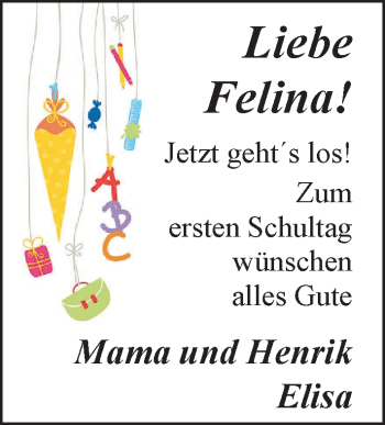 Glückwunschanzeige von Felina  von Nordwest-Zeitung