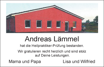 Glückwunschanzeige von Andreas Lämmel von Nordwest-Zeitung