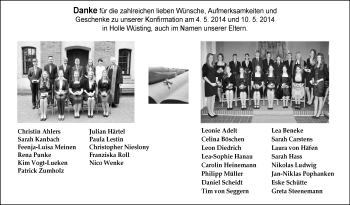 Glückwunschanzeige von Konfirmation Holle Wüsting von Nordwest-Zeitung