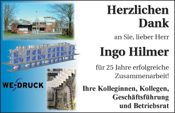 Glückwunschanzeige von Ingo Hilmer von Nordwest-Zeitung
