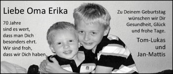 Glückwunschanzeige von Erika  von Nordwest-Zeitung