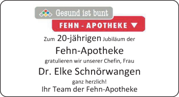 Glückwunschanzeige von Elke Schnörwangen von Nordwest-Zeitung