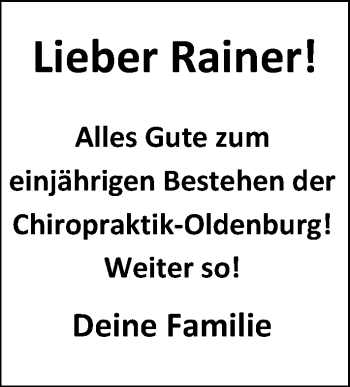 Glückwunschanzeige von Rainer  von Nordwest-Zeitung