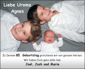 Glückwunschanzeige von Agnes  von Nordwest-Zeitung